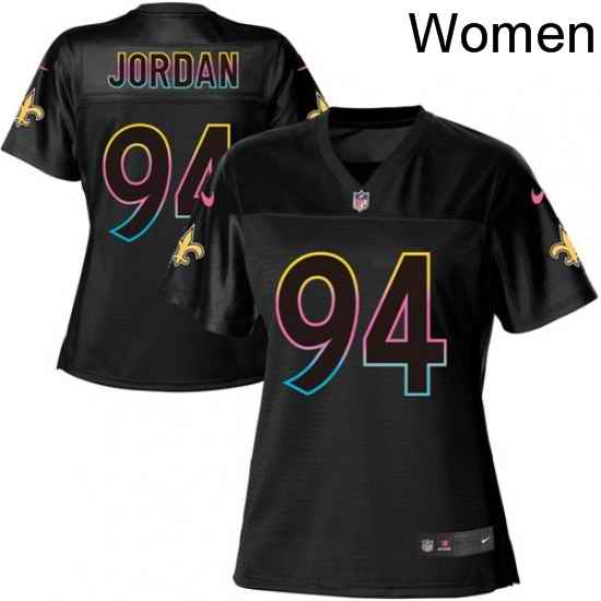 Womens Nike New Orleans Saints 94 Cameron Jordan Game Black Fashion NFL Jersey